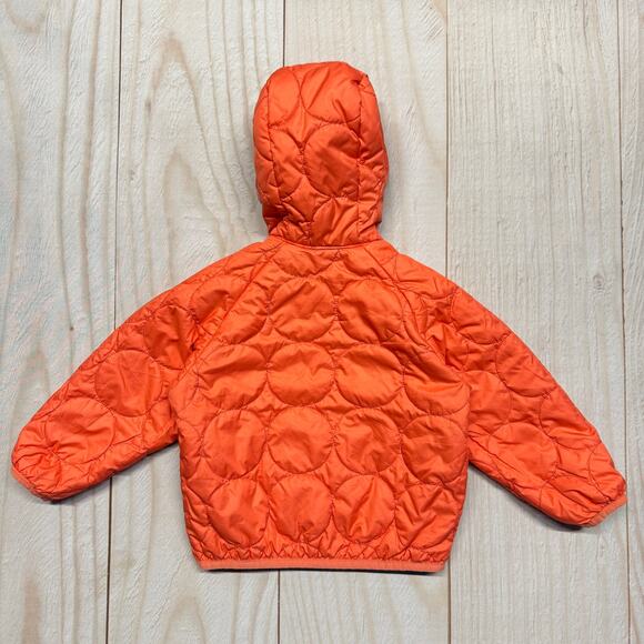 Patagonia Baby Reversible Puff-Ball Hooded Jacket Toddler 12-18M?? Orange Plaid - Picture 5 of 6